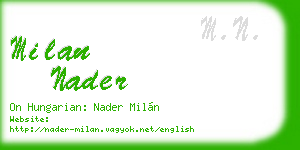 milan nader business card